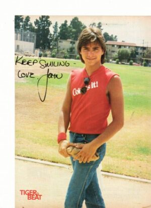 John Stamos teen magazine pinup playing baseball Tiger Beat red shirt