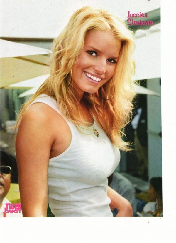 Jessica Simpson Jonathan Bennett teen magazine pinup white tank top ...