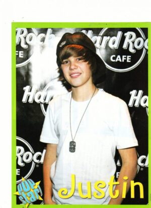 Justin Bieber teen magazine pinup Hard Rock Cafe backwards hat Pop Star