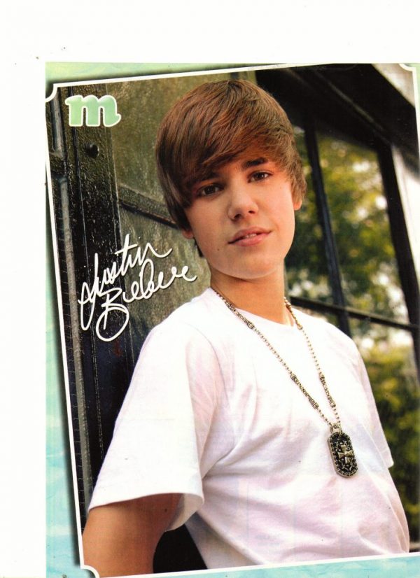 Justin Bieber teen magazine pinup white t-shirt by a window Pop Star