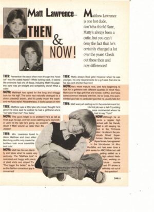 Matthew Lawrence teen magazine clipping Then and Now Tutti Frutti