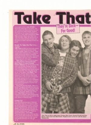 Take That teen magazine clipping they're back for good All-Stars