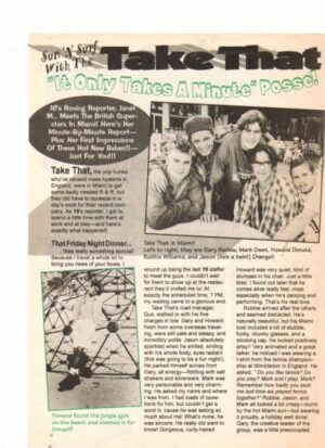 Take That teen magazine clipping it only takes a minute to posse 16 magazine
