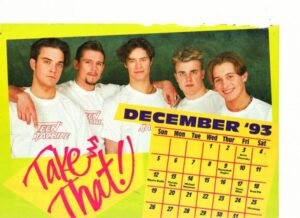 Take That teen magazine pinup calendar December 1993 Tiger Beat