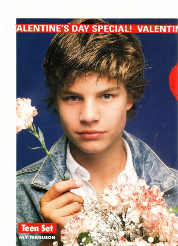 Jay Ferguson teen magazine pinup holding pink flowers Teen Set Jean jacket