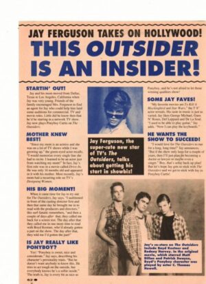 Jay Ferguson teen magazine clipping this outsiders is an insider Teen Machine