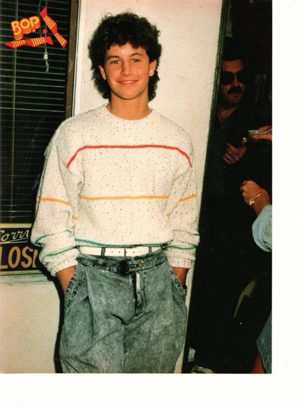 Kirk Cameron teen magazine pinup baggy jeans white sweater
