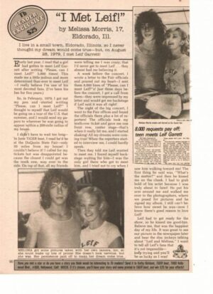 Leif Garrett teen magazine clipping I met Leif Garrett by Melissa Morris