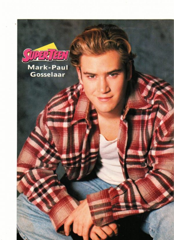 Mark Paul Gosselaar teen magazine pinup red flannel shirt Superteen