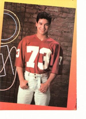 Mario Lopez teen magazine pinup red sport #73 white jeans Saved by the Bell