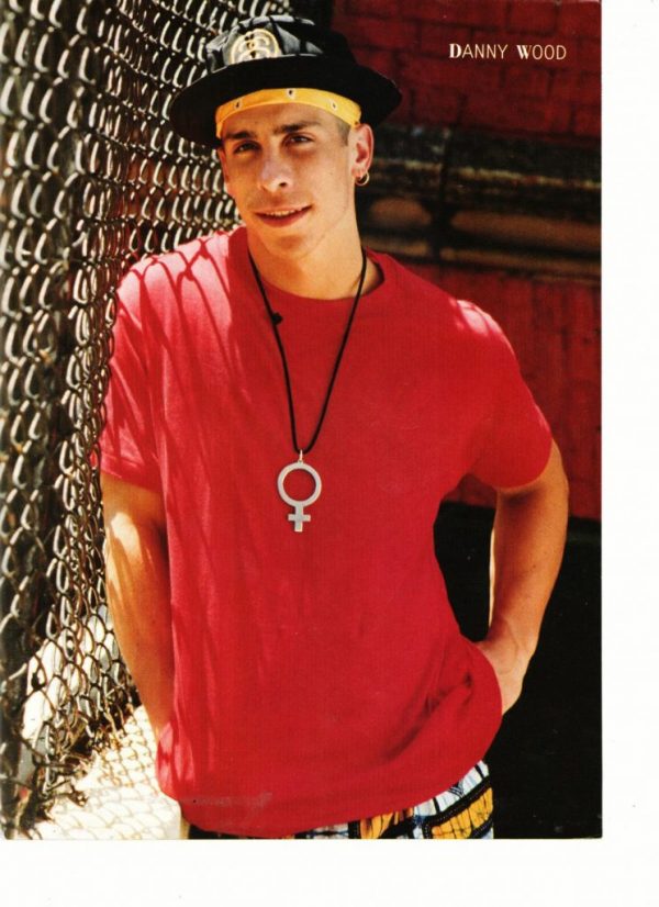 Danny Wood red shirt chain fence New Kids on the block