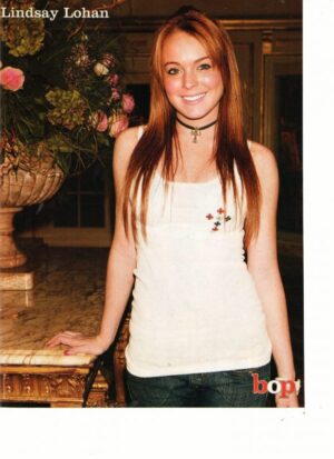 Lindsay Lohan Clay Aiken teen magazine pinup white t-shirt younger days Bop