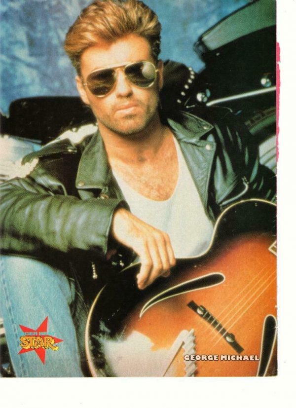 George Michael teen magazine pinup clipping Star leather jacket sunglasses 80's