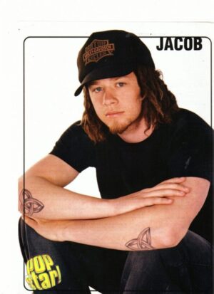 Jacob Underwood O-town teen magazine pinup tattoo black shirt black hat Pop Star