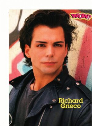 Richard Grieco teen magazine pinup close up leather jacket Wow magazine