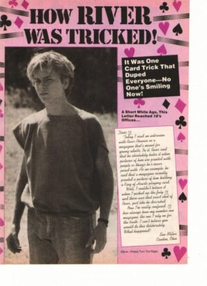 River Phoenix teen magazine clipping 2 page how River was tricked 16 magazine