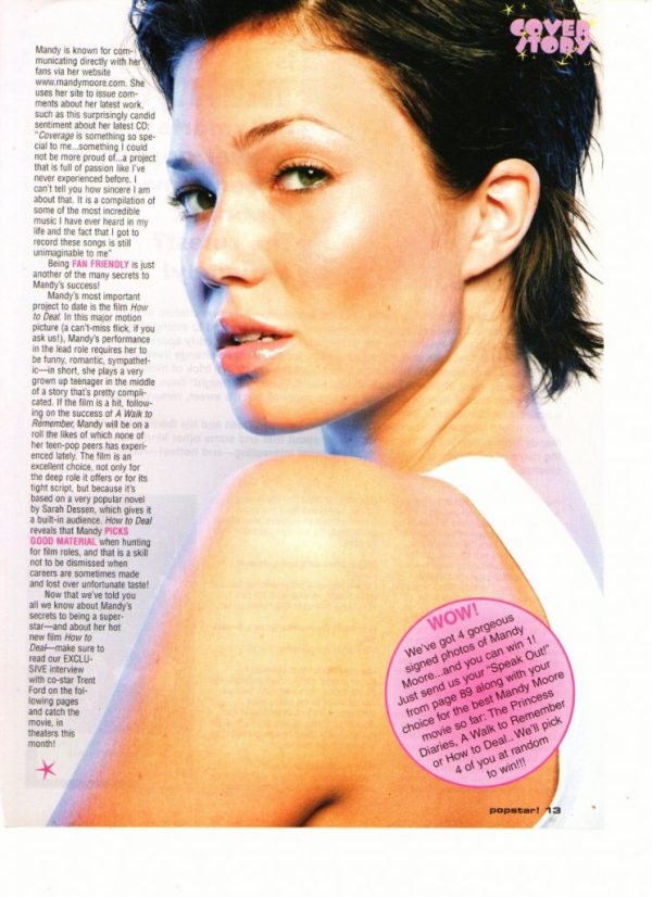 Mandy Moore teen magazine pinup side profile shot Pop Star