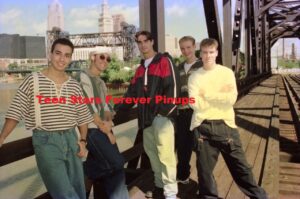 Backstreet Boys bridge Brian Littrell black overalls pre fame 1995 BSB Teen Idols 16 magazine
