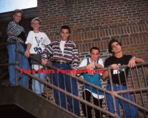 Backstreet Boys photo pre fame 1994 steps smiles boy band BSB jeans outside teen beat Tiger beat magazine 90's crushes boys