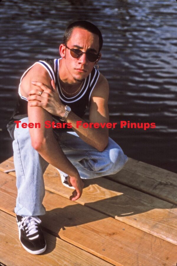 AJ Mclean Backstreet Boys 4x6 or 8x10 photo pre fame 1994 squatting pond sun glasses