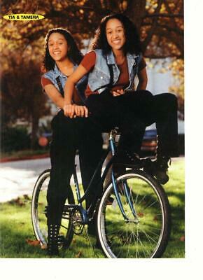Tia Mowry Tamera Mowry teen magazine pinup clipping bike riding in the park