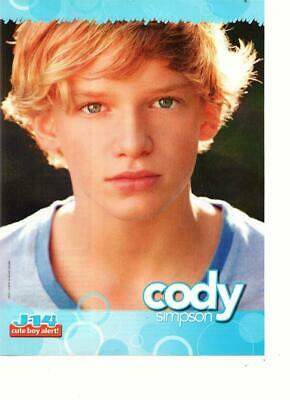 Cody Simpson teen magazine pinup clipping cute boy alert J-14 Tiger Beat