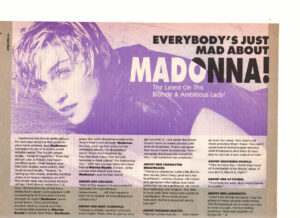 Madonna teen magazine clipping mad about Madonna