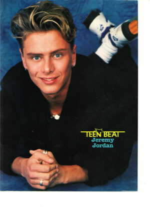 Jeremy Jordan teen magazine pinup laying down black shirt Teen Beat