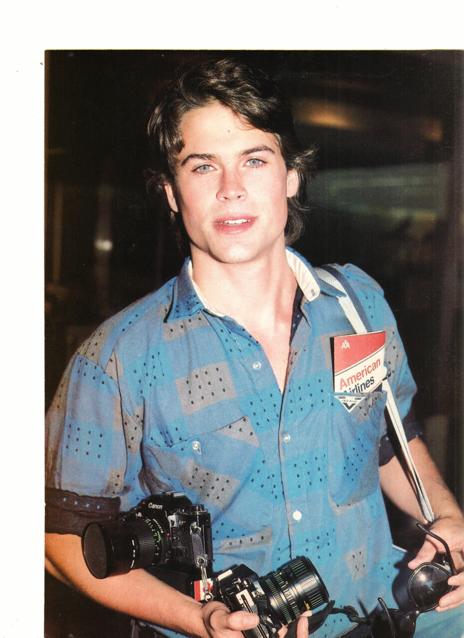 Rob Lowe camera blue shirt Outsiders teen stars forever pinups. 