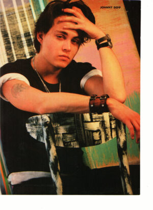 Johnny Depp Jon Bon Jovi teen magazine pinup hand on face Teen Machine