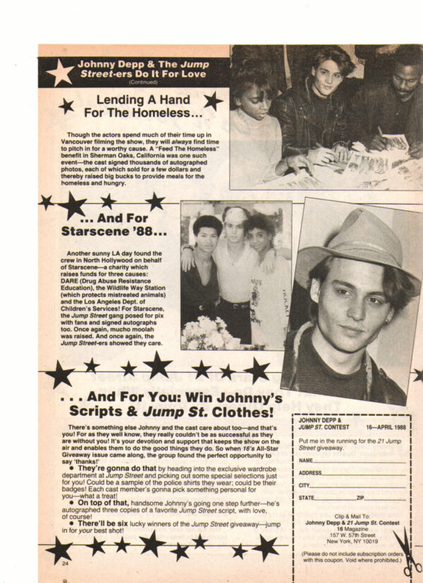 Johnny Depp teen magazine clipping double sided 21 jump street