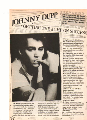 Johnny Depp teen magazine pinup getting the jump on success Star