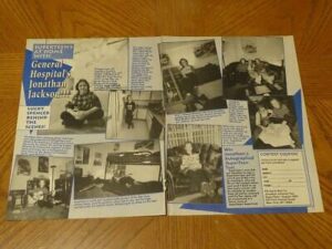 Jonathan Jackson teen magazine pinup clipping General Hospital bedroom house