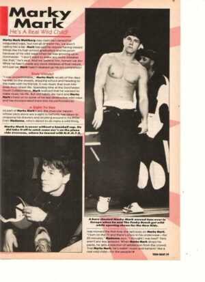 Marky Mark Wahlberg teen magazine pinup clipping shirtless stage Teen Beat