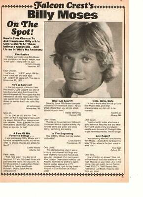 Billy Moses teen magazine pinup clipping Falcon Crest Teen Beat Tiger Beat