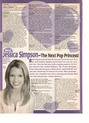 Jessica Simpson teen magazine clipping next pop princess