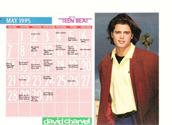 Joey Lawrence David Charvet teen magazine pinup nice arms calendar April 1995