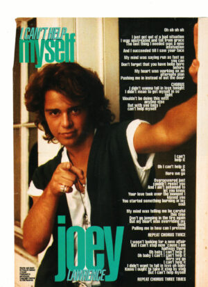 Joey Lawrence teen magazine pinup Can't help Myself TV Hits