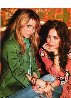 Mary Kate Olsen Ashley Olsen teen magazine pinup holding hands Full House