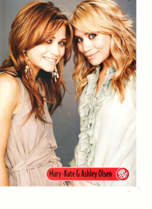 Mary Kate Olsen Ashley Olsen Riley Smith teen magazine pinup side by side Popstar