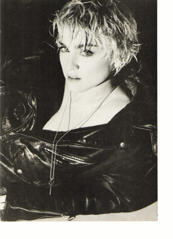 Madonna teen magazine pinup laying down leathe jacket