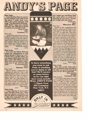 Andy Gibb teen magazine clipping his page