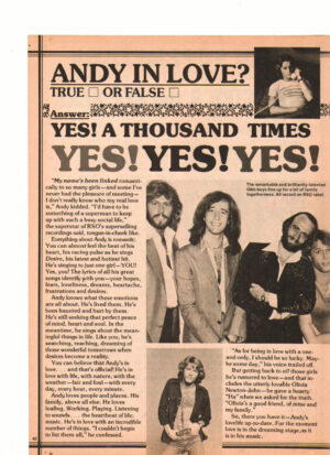 Andy Gibb teen magazine clipping Andy in Love