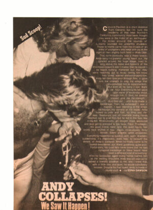Andy Gibb teen magazine clipping Andy Gibb Collapses on stage shirtless