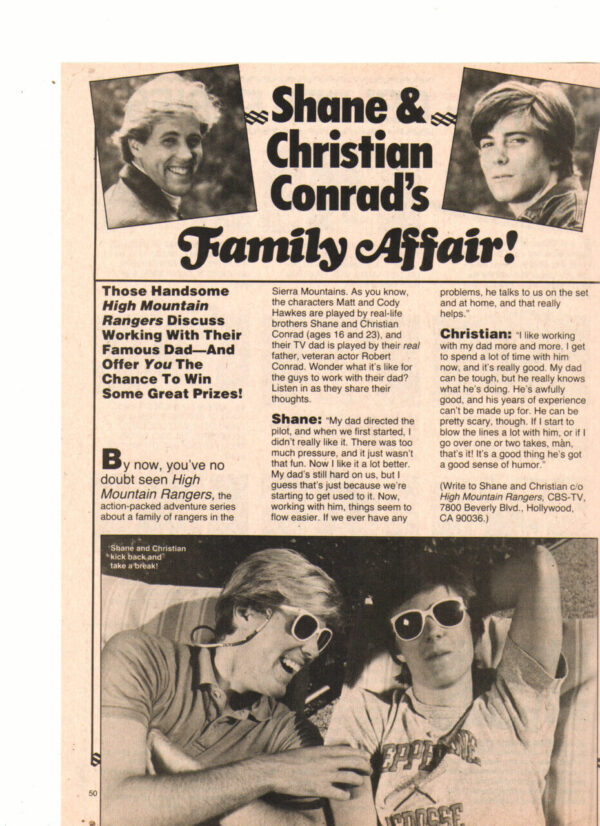 Shane Conrad teen magazine clipping family affair