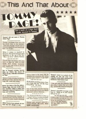 Tommy Page teen magazine clipping this and that BB