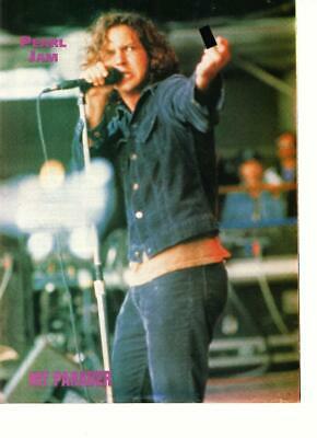 Pearl Jam teen magazine pinup clipping Hit Parader rocking on stage Eddie Vedder