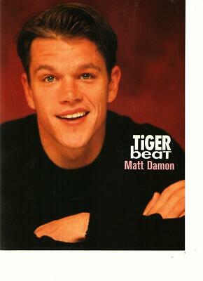 Matt Damon teen magazine pinup clipping Teen Idol Tiger Beat movie star