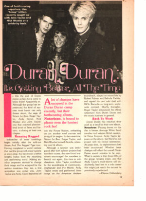 Duran Duran teen magazine clipping getting better all the time