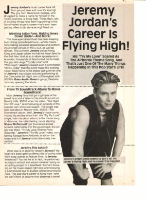 Jeremy Jordan teen magazine clipping career is flying high Teen Beat